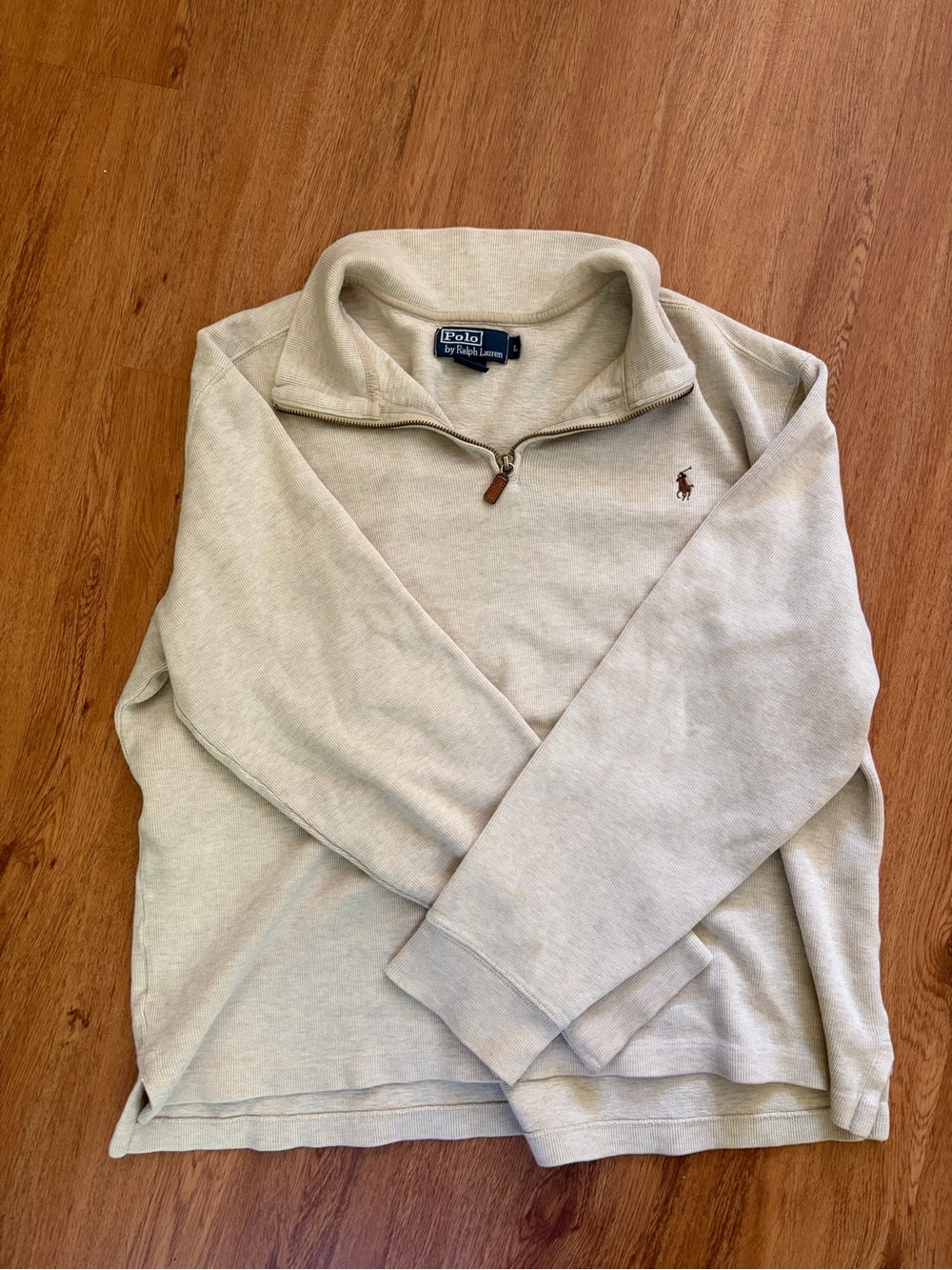Ralph Lauren Men's Light Beige Zip-Up Sweater